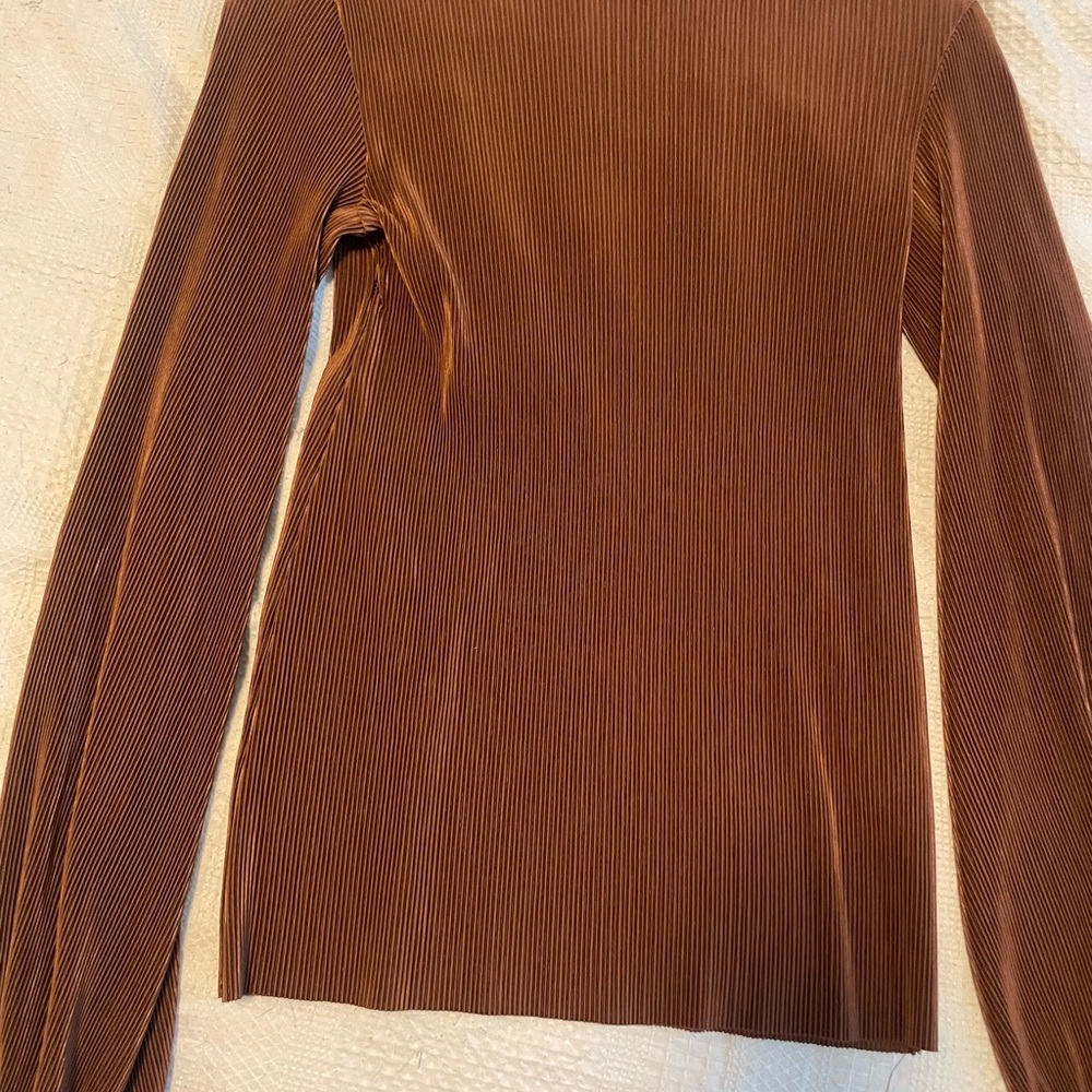 Stradivarius Chocolate Ribbed Blouse